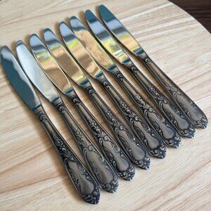 Amefa Holland AFS1 Stainless Flatware KNIVES 8 Satin Scroll Leaf 8 3/8
